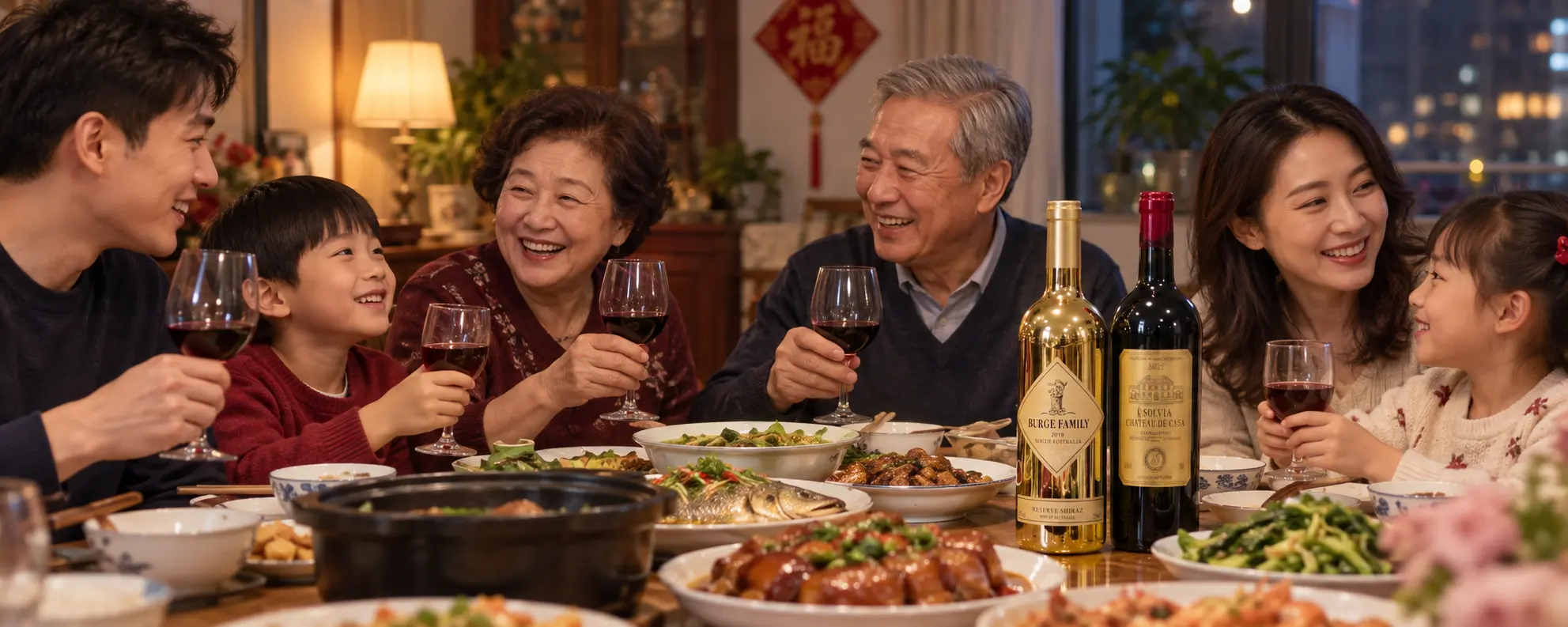 家庭餐酒横幅
